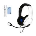 Wired Stereo Gaming Playstation Headset with Noise Cancelling Boom Microphone: PS5/PS4/PS3/PC (Frost White) BOLT AXTION Bundle Like New