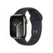 Apple Watch Series 9 GPS + Cellular 41mm Graphite Stainless Steel Case with Midnight Sport Band - M/L. Fitness Tracker Blood Oxygen & ECG Apps Always-On Retina Display