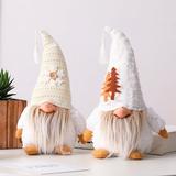 Deyuer Christmas Plush Doll Big Nose Knitted Hat Snowflake/Tree Decor Handmade Adorable Scene Layout Gifts Xmas Tabletop Faceless Gnome Stuffed Ornament Party Favors