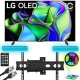 LG OLED65C3PUA OLED evo C3 65 Inch HDR 4K Smart OLED TV (2023) Bundle with Monster TV Full Motion Wall Mount for 32 -70 with 6 Piece Sound Reactive Lighting Kit