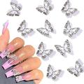 3D Alloy Butterfly Nail Charms 10pcs Metal Butterfly Nail Gems Nail Rhinestones Shiny Crystal Nail Art Charms Nail Decoration Rhinestones for Nails DIY Manicure Jewelry Accessories Women Nail Supplies