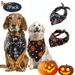 Spencer 2Pcs/Pack Dog Bandana Halloween Pet Kerchief Scarf Set Pumpkin Reversible Dog Bandanas Triangle Bibs Scarf Accessories for Dogs Cats Pets Black