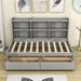 Winston Porter Kaynath Storage Platform Bed w/ Shelves & Drawers Wood in Gray/Black | 45 H x 50 W x 78 D in | Wayfair