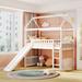 Twin Size Loft Bed,House Shaped Loft Bed with Slide For Slide,White