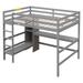 Full Size Loft Bed,Full Bed Frame with Multifunction Shelves and Desk,Grey