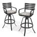 Pellebant Set of 2 Outdoor Cast Aluminum Swivel Bar Stool with Cushion in White