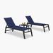 PURPLE LEAF Outdoor Chaise Lounge 2 Pieces Aluminum Patio Lounge Chair with Side Table and Wheels All Weather Outdoor Reclining Chair for Patio Pool Beach Sunbathing Chair Navy Blue