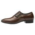 Quealent Adult Men Shoes Shoes Mens Classical Style Leather Shoes for Men Slip On Pu Leather Low Rubber Sole Block Dance Shoes for Men Leather Brown 8.5