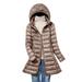 Oieyuz Women s Mid-Length Puffer Jacket Light Long Sleeve Detachable Hoodies Plus Size Warm Down Coats