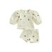 aturustex 0-3 Years Infant Baby Girls Shorts Set Flower Print Puff Sleeve T-shirt with Shorts Summer 2-piece Outfit