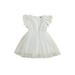 aturustex Toddler Girl Princess Dresses Short Sleeve Round Neck Floral Lace Tulle A-Lined Party High Waist Dress 1-5 Years