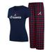 Women's Concepts Sport Navy/Red Atlanta Braves Arctic T-Shirt & Flannel Pants Sleep Set
