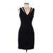 Guess Casual Dress - Sheath V Neck Sleeveless: Black Print Dresses - Women's Size 6