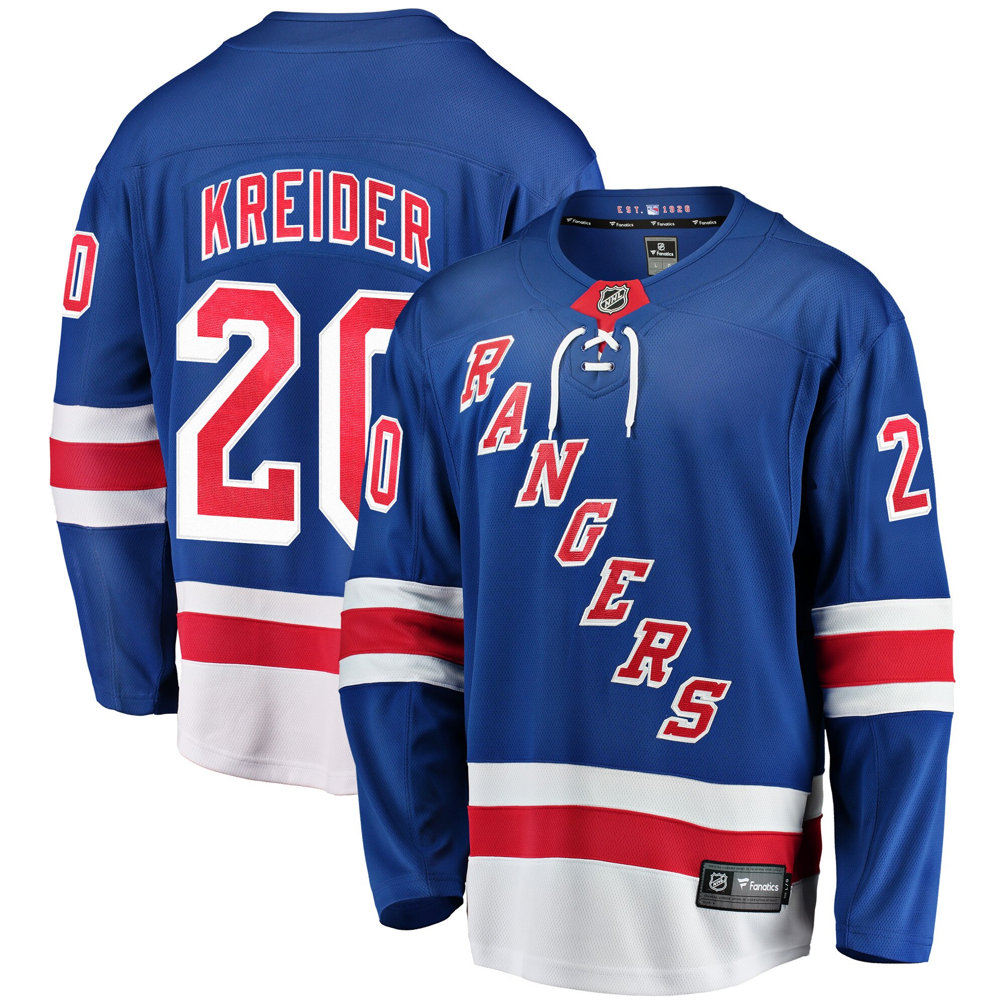 New York Rangers Fanatics Branded Home Breakaway Jersey - Blue - Chris Kreider - Mens Image