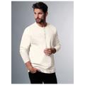 Longsleeve TRIGEMA "TRIGEMA Langarmshirt mit Knopfleiste", Herren, Gr. L, beige (natur), 100% Baumwolle, casual, Langarm, Shirts