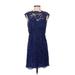 Shoshanna Cocktail Dress - Party High Neck Short sleeves: Blue Solid Dresses - Women's Size 2