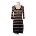 Calvin Klein Casual Dress - Sheath Scoop Neck 3/4 sleeves: Black Print Dresses - Women's Size Small