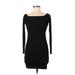 Fashion Nova Casual Dress - Mini Boatneck Long sleeves: Black Print Dresses - Women's Size Medium