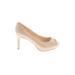 Liz Claiborne Heels: Pumps Stiletto Cocktail Party Ivory Print Shoes - Women's Size 6 1/2 - Peep Toe