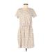 Old Navy Casual Dress - Mini Scoop Neck Short sleeves: Tan Leopard Print Dresses - Women's Size Medium