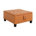 Latitude Run® Ciara 35.43" Wide Button Tufted Square Storage Ottoman Upholstered Lift Top Large Ottoman Coffee Table Faux | Wayfair