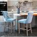 House of Hampton® Set of 2 Velvet Upholstered Barstools w/ Button Tufted & Wooden Legs Wood/Velvet in Blue/Brown | 41.3 H x 19.7 W x 24 D in | Wayfair