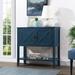 Navy Blue 35" Farmhouse Wood Console Table Buffet Cabinet with Storage