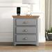 Wooden Nightstand End Table with 2 USB Ports and Standard Plug Outlets, Gray