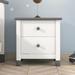 Wood 2 Drawers Nightstand End Table with Rounded Top Panel and Legs, White