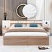 VIENO HOME Queen Size Wood Platform Bed Frame with Headboard, Shelves, USB Ports and Sockets