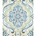 Green & Blue Bohemian Damask Peel and Stick Wallpaper