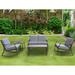 5 Piece Outdoor Patio Bistro Set, Leisure Patio Furniture, Loveseat with Ergonomic Rocking chairs and 2 Kind Coffee Table