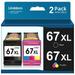 67 Ink Cartridges for HP 67 Black and Tri-Color Ink Cartridges Combo - 2 Pack