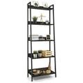 CodYinFI 5 Tier Ladder Bookshelf 24 Inch Width Free Standing Shelf Bookcase Shelf Storage Rack Organizer Industrial Book Shelves for Home Office Living Room Kitchen Black Wooden Shelves