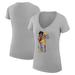 Women's G-III 4Her by Carl Banks Heather Gray Washington Commanders Football Girls Graphic V-Neck Fitted T-Shirt