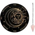 Pendulum Board Set Wooden Dowsing Divination Board Metaphysical Message Board with Crystal Pendulum Necklace