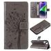 TECH CIRCLE Case for iPhone 15 Plus (2023) - [Embossed Tree Design] Protective PU Leather Wallet Case with [Card Holder /Wrist Strap] Fold Stand Folio Cute Cover Shell Gray