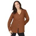 Plus Size Women's V-Neck Blouse by Jessica London in Cognac (Size 28 W)