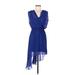 Emerald Sundae Casual Dress V Neck Sleeveless: Blue Print Dresses - Women's Size Medium