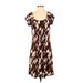 MICHAEL Michael Kors Casual Dress - A-Line Scoop Neck Short sleeves: Brown Dresses - Women's Size Small Petite