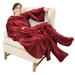 Catalonia Wearable Fleece Blanket w/ Sleeves & Foot pockets for Men Women, Plush Wrap Sleeved Throw Blanket in Red | 75 H x 35 W in | Wayfair