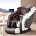 Inbox Zero Theisen Upholstered Heated Massage Chair, Leather in White/Brown | 58 H x 43 W x 28 D in | Wayfair 1F5CCCF849E34B4791055B7C859AF979