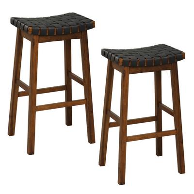 Costway Faux PU Leather Bar Height Stools Set of 2...