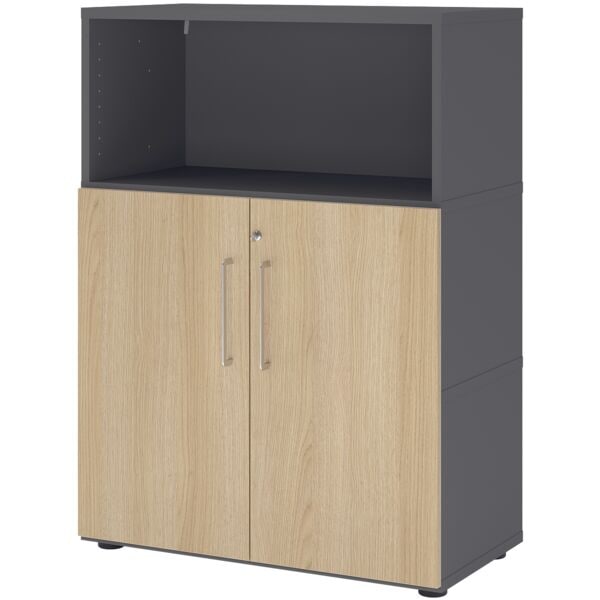 HAMMERBACHER Regalschrank »Flexwall« 80 cm breit 3 OH abschließbar grau, 80x110x40 cm Image