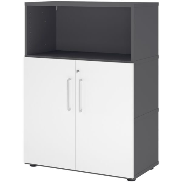 HAMMERBACHER Regalschrank »Flexwall« 80 cm breit 3 OH abschließbar grau, 80x110x40 cm