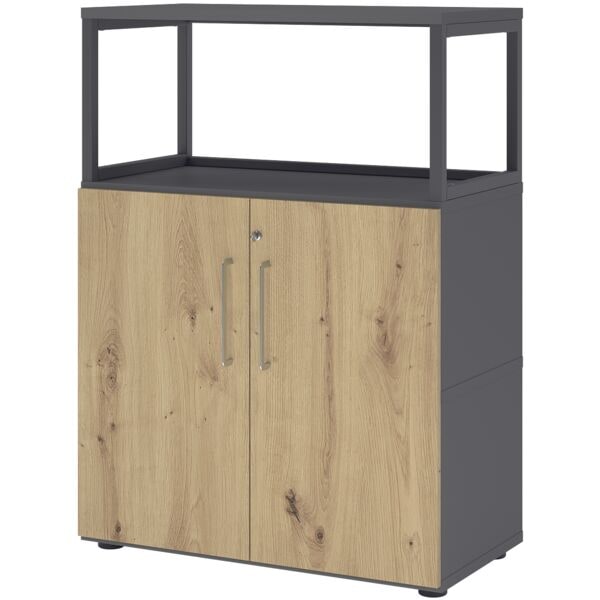 HAMMERBACHER Regalschrank »Flexwall« 80 cm breit 3 OH Stahlrahmen grau, 80x110x40 cm Image