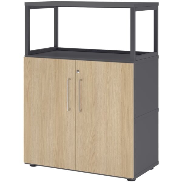 HAMMERBACHER Regalschrank »Flexwall« 80 cm breit 3 OH Stahlrahmen grau, 80x110x40 cm