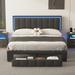 Upholstered Platform Bed with LED Lights, Queen Bed with Drawer &2 Motion Activated Night Lights