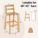 Set of 2 28" Rubber Wood Armless Bar Stools with Backrest and Footrest-Natural - 20" x 16" x 38" (L x W x H)