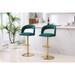 Modern Green Velvet Swivel Barstool Counter Height Barstools W/ Back Adjustable Kitchen Island Chairs for Dining Room (Set of 2)